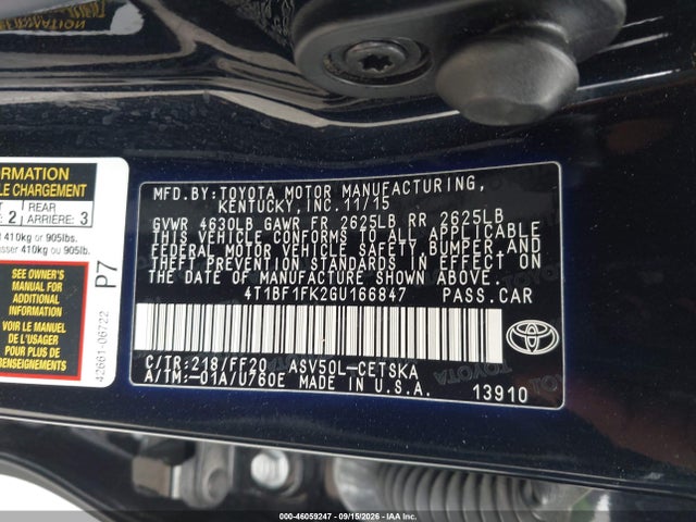 Toyota CAMRY SE 2016 4T1BF1FK2GU166847 Image 9