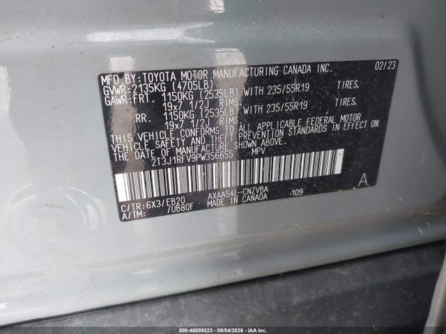 2023 Toyota Rav4 Adventure მანქანა იყიდება აუქციონზე, vin: 2T3J1RFV9PW356655, აუქციონის ნომერი: 46059323