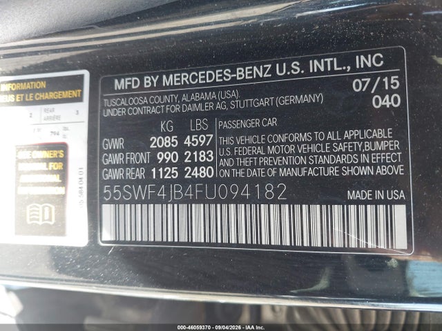 55SWF4JB4FU094182 Mercedes-Benz C 300