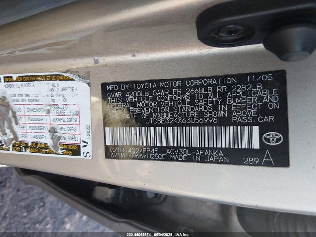 Aukcja sprzedaży 2006 Toyota Camry Std, vin: JTDBE32KX63056996, numer aukcji: 46059374