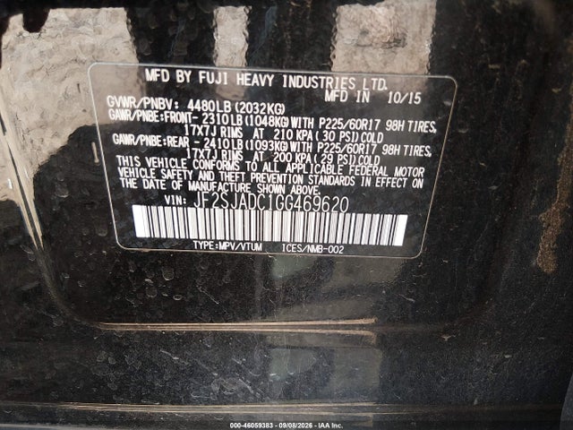 46059383 :رقم المزاد ، JF2SJADC1GG469620 vin ، 2016 Subaru Forester 2.5i Premium مزاد بيع