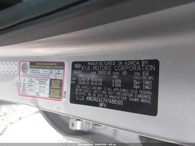 Продажа на аукционе авто 2017 Kia Soul, vin: KNDJN2A27H7488593, номер лота: 46059385
