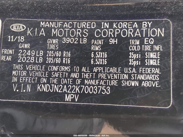 KIA Soul 2019 KNDJN2A22K7003753 Image 9
