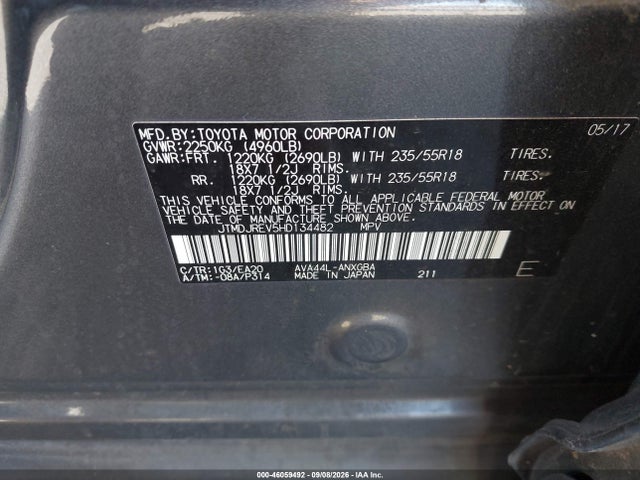 JTMDJREV5HD134482 Toyota Rav4 Hybrid Limited