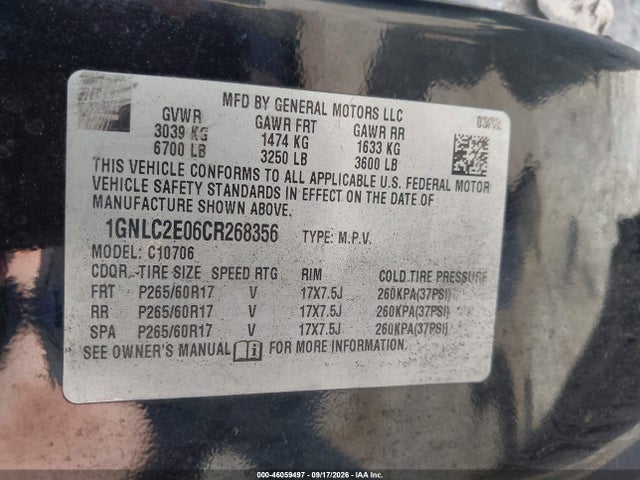 Продаж на аукціоні авто 2012 Chevrolet Tahoe Commercial Fleet, vin: 1GNLC2E06CR268356, номер лоту: 46059497
