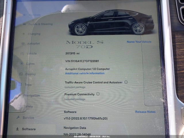 Tesla Model S 60d/70d/75d/85d/90d 2016 5YJSA1E27GF122081 Image 7
