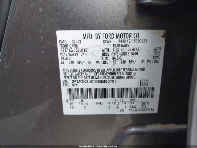 Aukcja sprzedaży 2013 Ford Edge Sel, vin: 2FMDK3JC1DBB85195, numer aukcji: 46059548