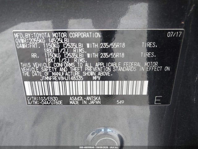 Aukcja sprzedaży 2017 Toyota Rav4 Se, vin: JTMNFREV8HJ148335, numer aukcji: 46059549