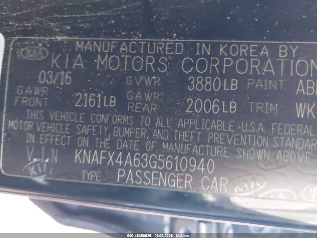 KIA FORTE LX 2016 KNAFX4A63G5610940 Image 9