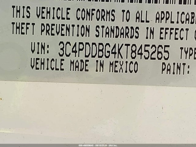 46059645 :رقم المزاد ، 3C4PDDBG4KT845265 vin ، 2019 Dodge Journey Se Awd مزاد بيع