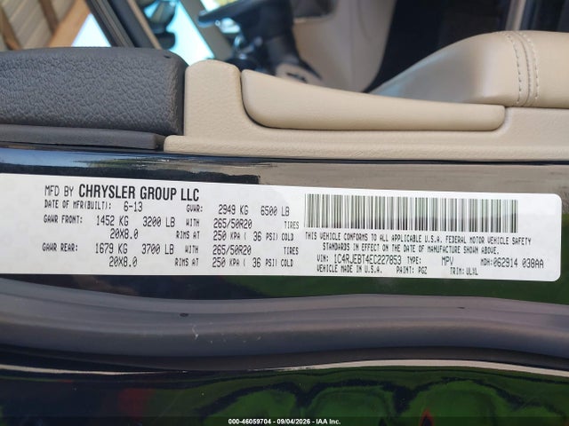 Продажа на аукционе авто 2014 Jeep Grand Cherokee Limited, vin: 1C4RJEBT4EC227853, номер лота: 46059704
