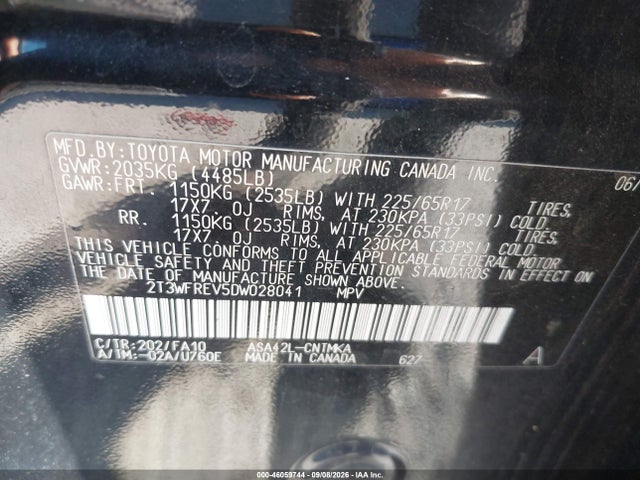 Aukcja sprzedaży 2013 Toyota Rav4 Xle, vin: 2T3WFREV5DW028041, numer aukcji: 46059744