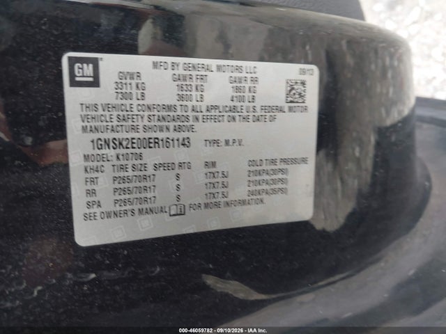 Aukcja sprzedaży 2014 Chevrolet Tahoe Commercial Fleet, vin: 1GNSK2E00ER161143, numer aukcji: 46059782