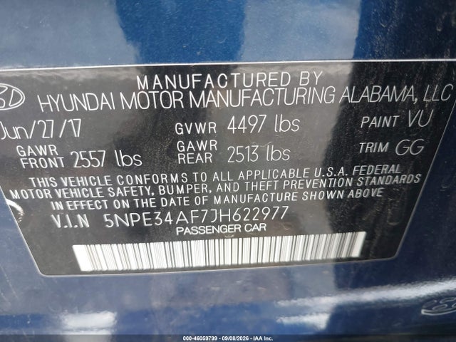 Hyundai SONATA SEL 2018 5NPE34AF7JH622977 Image 9