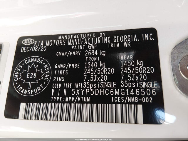 Продажа на аукционе авто 2021 Kia Telluride Sx, vin: 5XYP5DHC6MG146506, номер лота: 46059814