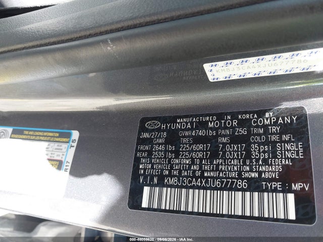 Продаж на аукціоні авто 2018 Hyundai Tucson Sel Plus, vin: KM8J3CA4XJU677786, номер лоту: 46059820
