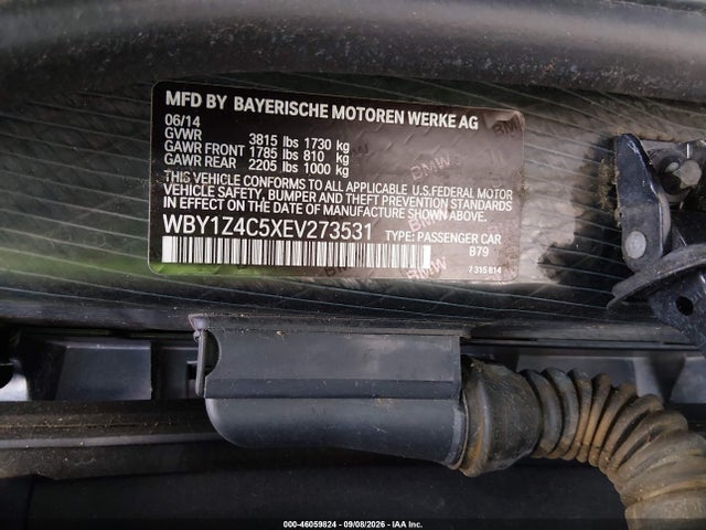 Продажа на аукционе авто 2014 Bmw I3 Base W/range Extender, vin: WBY1Z4C5XEV273531, номер лота: 46059824