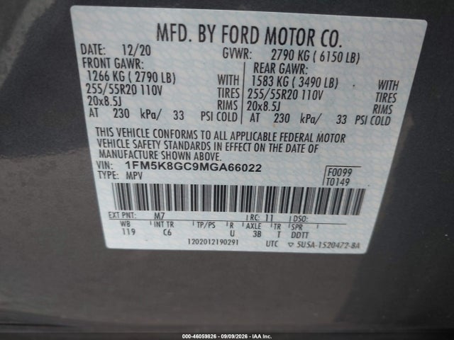 Продаж на аукціоні авто 2021 Ford Explorer St, vin: 1FM5K8GC9MGA66022, номер лоту: 46059826