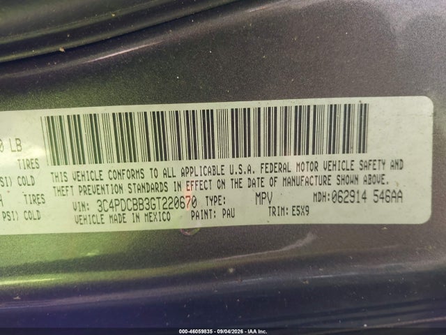 46059835 :رقم المزاد ، 3C4PDCBB3GT220670 vin ، 2016 Dodge Journey Sxt مزاد بيع