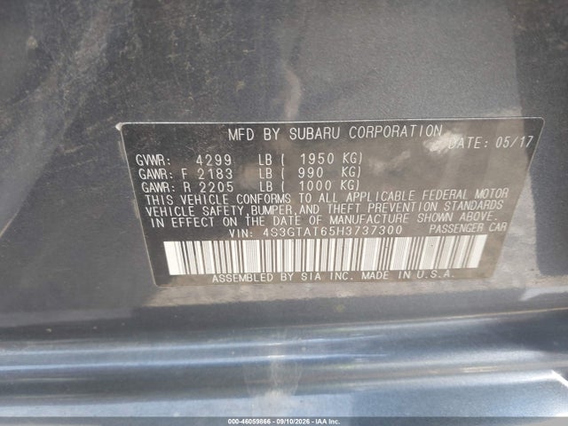Aukcja sprzedaży 2017 Subaru Impreza 2.0i Limited, vin: 4S3GTAT65H3737300, numer aukcji: 46059866