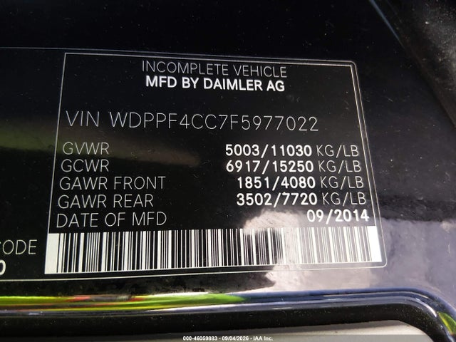 Продажа на аукционе авто 2015 Freightliner Sprinter 3500, vin: WDPPF4CC7F5977022, номер лота: 46059883