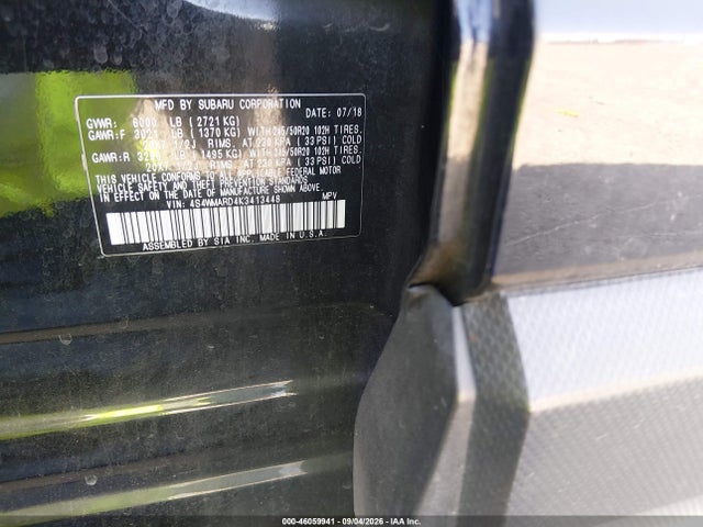 Aukcja sprzedaży 2019 Subaru Ascent Touring, vin: 4S4WMARD4K3413448, numer aukcji: 46059941