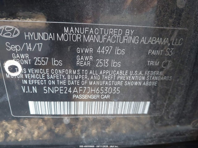 Продажа на аукционе авто 2018 Hyundai Sonata Se, vin: 5NPE24AF7JH653035, номер лота: 46059969