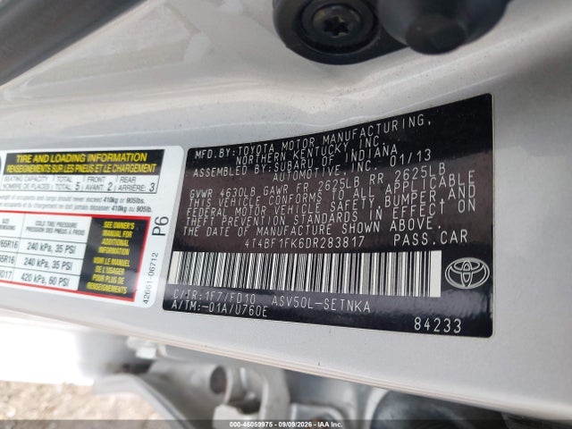 Aukcja sprzedaży 2013 Toyota Camry Le, vin: 4T4BF1FK6DR283817, numer aukcji: 46059975