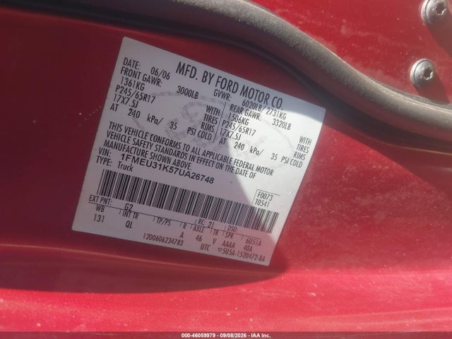 Aukcja sprzedaży 2007 Ford Explorer Sport Trac Xlt, vin: 1FMEU31K57UA26748, numer aukcji: 46059979