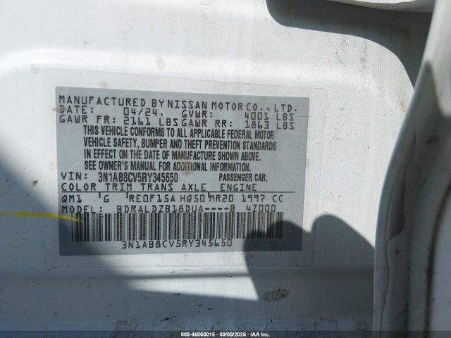 Продажа на аукционе авто 2024 Nissan Sentra Sv Xtronic Cvt, vin: 3N1AB8CV5RY345650, номер лота: 46060015