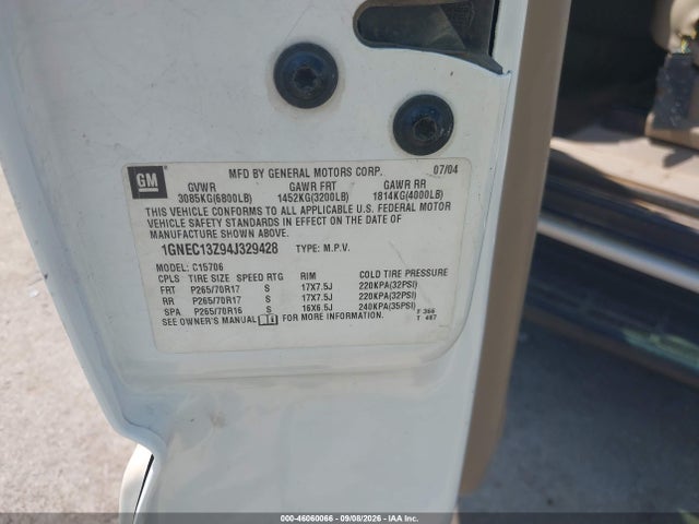 46060066 :رقم المزاد ، 1GNEC13Z94J329428 vin ، 2004 Chevrolet Tahoe Lt مزاد بيع