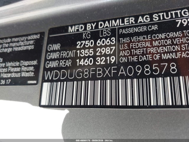 2015 Mercedes-benz S 550 4matic მანქანა იყიდება აუქციონზე, vin: WDDUG8FBXFA098578, აუქციონის ნომერი: 46060178