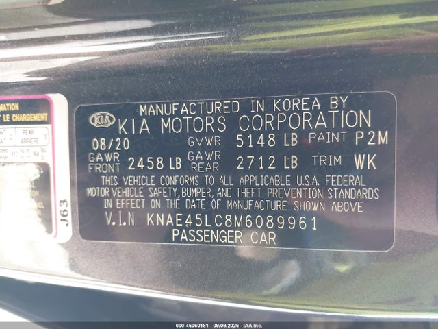 2021 Kia Stinger Gt1 მანქანა იყიდება აუქციონზე, vin: KNAE45LC8M6089961, აუქციონის ნომერი: 46060181