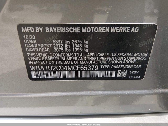 Продажа на аукционе авто 2021 Bmw 750i Xdrive, vin: WBA7U2C04MCF65379, номер лота: 46060199