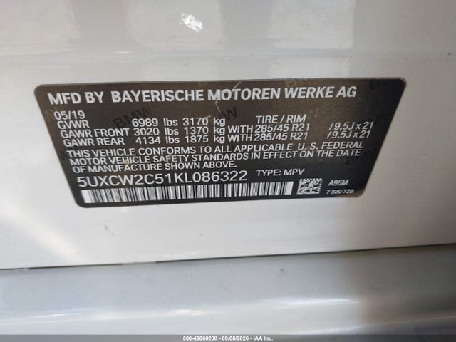 Продаж на аукціоні авто 2019 Bmw X7 Xdrive40i, vin: 5UXCW2C51KL086322, номер лоту: 46060208