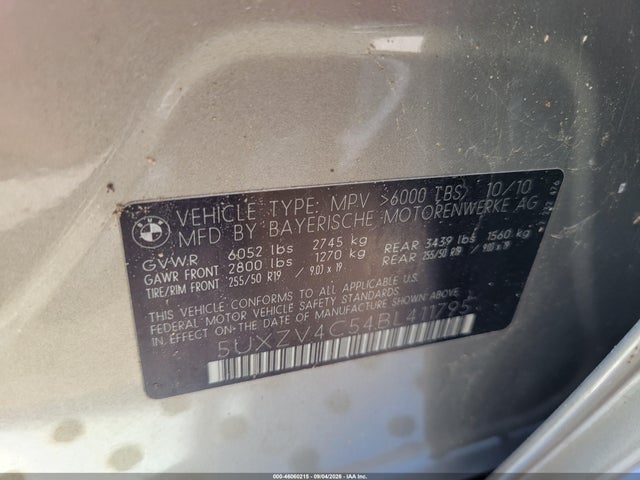 46060215 :رقم المزاد ، 5UXZV4C54BL411795 vin ، 2011 Bmw X5 Xdrive35i/xdrive35i Premium/xdrive35i Sport Activity مزاد بيع