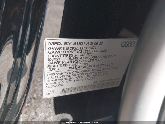 Продаж на аукціоні авто 2023 Audi Q8 Premium 55 Tfsi Quattro Tiptronic, vin: WA1AVBF10PD034146, номер лоту: 46060216