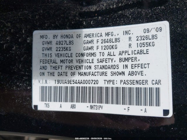 Продаж на аукціоні авто 2010 Acura Tl 3.7, vin: 19UUA9E54AA000720, номер лоту: 46060236
