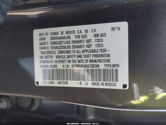 Продаж на аукціоні авто 2016 Honda Cr-v Ex, vin: 3CZRM3H56GG720769, номер лоту: 46060255