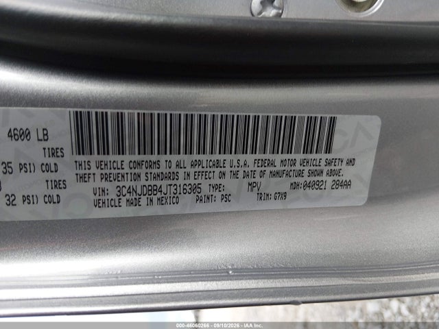 Aukcja sprzedaży 2018 Jeep Compass Altitude 4x4, vin: 3C4NJDBB4JT316305, numer aukcji: 46060266