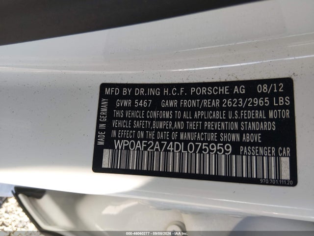 Продаж на аукціоні авто 2013 Porsche Panamera Gts, vin: WP0AF2A74DL075959, номер лоту: 46060277