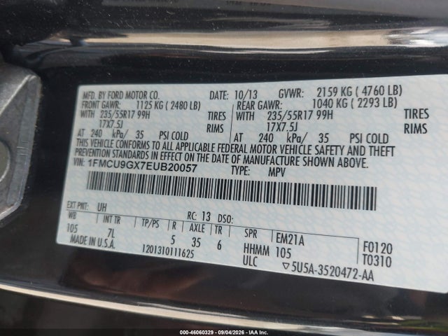 Ford ESCAPE SE 2014 1FMCU9GX7EUB20057 Image 9