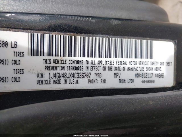 46060350 :رقم المزاد ، 1J4GW48JX4C336707 vin ، 2004 Jeep Grand Cherokee Laredo مزاد بيع