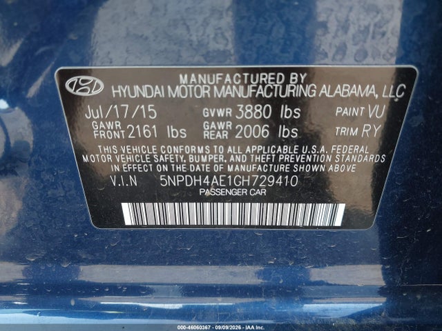 Aukcja sprzedaży 2016 Hyundai Elantra Value Edition, vin: 5NPDH4AE1GH729410, numer aukcji: 46060367