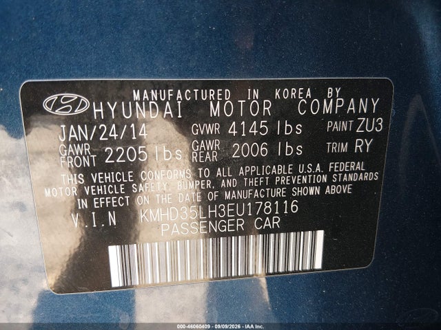 46060409 :رقم المزاد ، KMHD35LH3EU178116 vin ، 2014 Hyundai Elantra Gt مزاد بيع