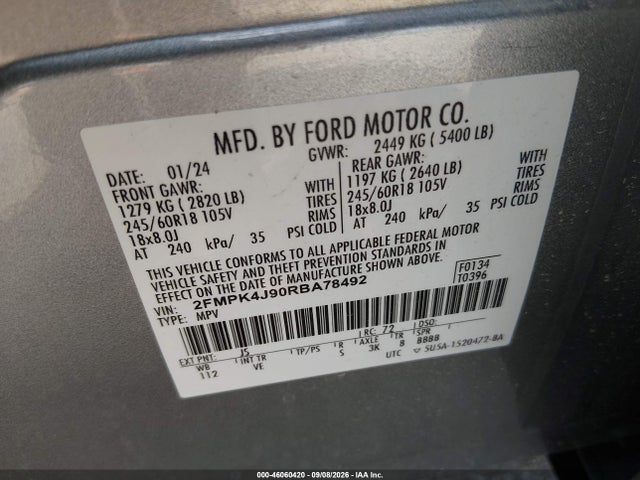 Продаж на аукціоні авто 2024 Ford Edge Sel, vin: 2FMPK4J90RBA78492, номер лоту: 46060420