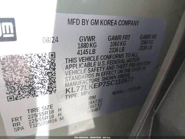 Продаж на аукціоні авто 2025 Chevrolet Trax Fwd Activ, vin: KL77LKEP7SC110677, номер лоту: 46060445