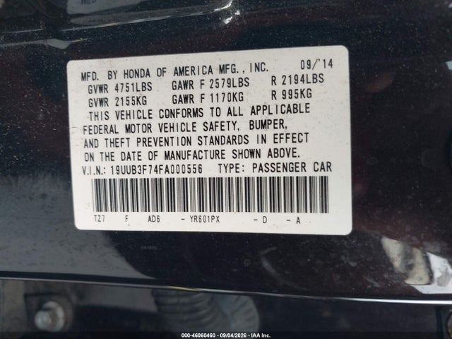 Продаж на аукціоні авто 2015 Acura Tlx V6 Advance, vin: 19UUB3F74FA000556, номер лоту: 46060460