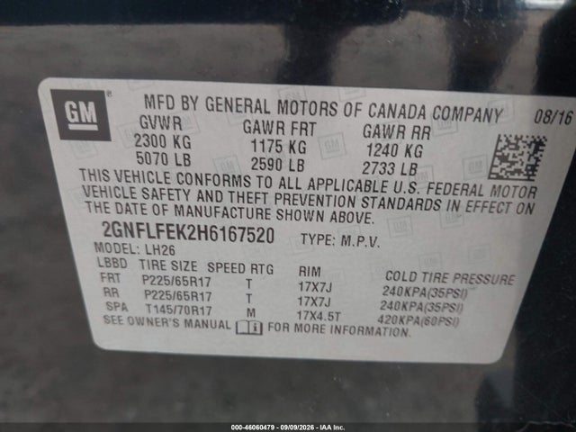 Chevrolet EQUINOX LT 2017 2GNFLFEK2H6167520 Image 9