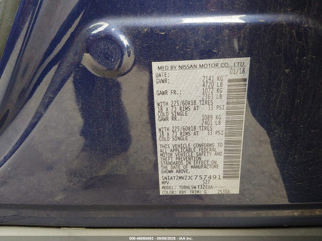 Продаж на аукціоні авто 2018 Nissan Rogue Sl, vin: 5N1AT2MV2JC757491, номер лоту: 46060493